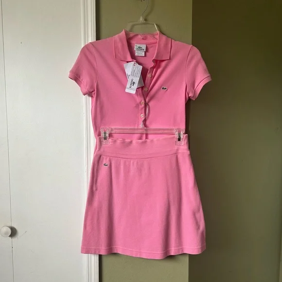 Lacoste Pink Polo Top/Skirt Outfit Tennis Golf Athletic - Picture 1 of 11